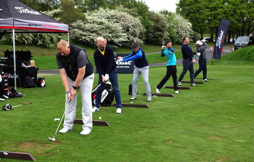 A fine display of golf warming up for the...